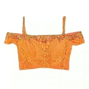 MADISON JAMES Womens Off The Shoulder Embellished‎ Bejeweled Crop Top. Size 0